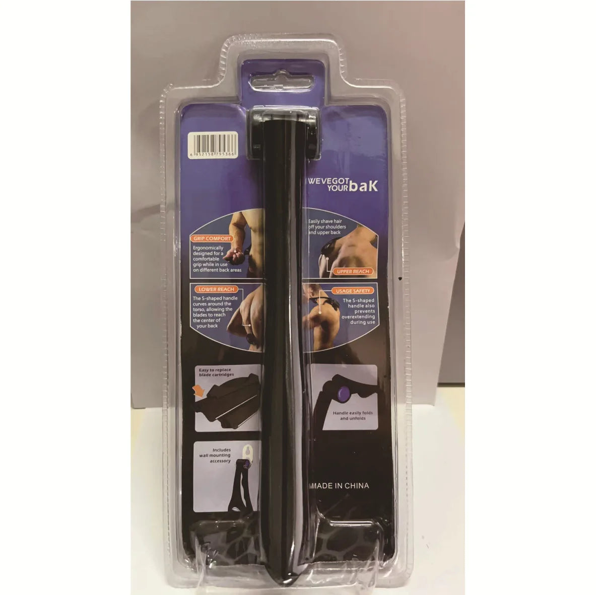 New Men'S Painless Back Shaver Hair Remover for Men Epilator Shaver Back Face Long Handle Portable Foldable Shaver Body Care